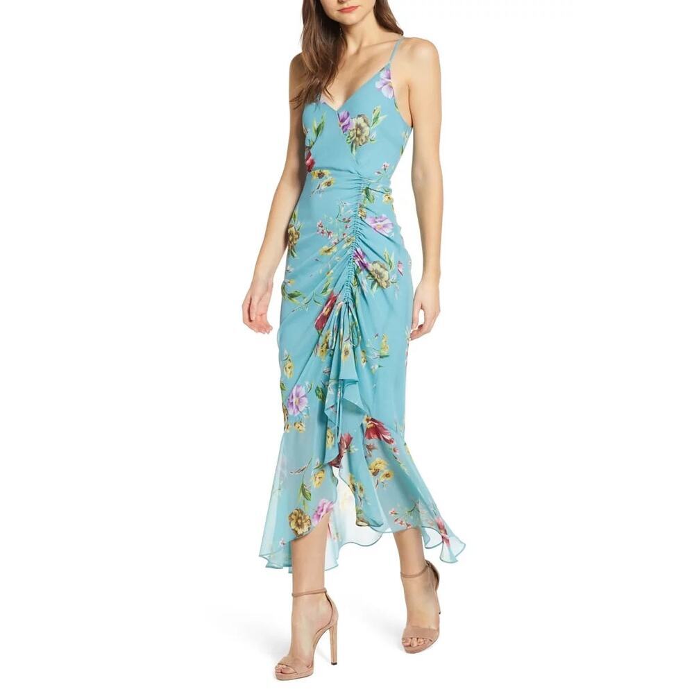ASTR The Label Ruched Front Floral Maxi Dress Size Small